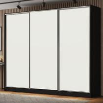 Guarda Roupa Casal 100% MDF Madesa Royale 3 Portas de Correr - Preto/Branco Guarda Roupa Casal 100% MDF Madesa Royale 3 Portas de Correr - Preto/Branco