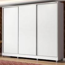 Guarda Roupa Casal 100% MDF Madesa Zurique 3 Portas de Correr com Pés - Branco Guarda Roupa Casal 100% MDF Madesa Zurique 3 Portas de Correr com Pés - Branco