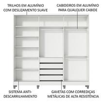 Guarda Roupa Casal 100% Mdf Madesa Zurique 3 Portas De Correr De Espelho Com Pés - Branco