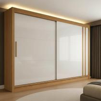 Guarda Roupa Casal 100% MDF Toquio 2 Portas de Correr 4 Gavetas Espresso Móveis Branco/Freijó/Off White