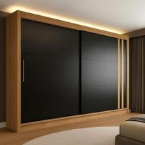Guarda Roupa Casal 100% MDF Toquio 2 Portas de Correr 4 Gavetas Espresso Móveis Preto/Freijó/Nero