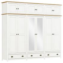 Guarda Roupa Casal 12 Portas Com Espelho e Maleiro Mazzaro F06 Branco Freijó - Lyam Decor