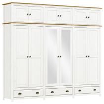 Guarda Roupa Casal 12 Portas Com Espelho e Maleiro Mazzaro F06 Branco Freijó - Lyam Decor