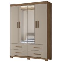 Guarda Roupa Casal 160cm Com Espelho Cancum Carvalho/Fendi Z17 - Mpozenato Guarda Roupa Casal 160cm Com Espelho Cancum Carvalho/Fendi Z17 - Mpozenato