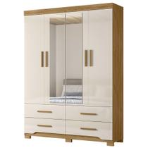 Guarda Roupa Casal 160cm Com Espelho Cancum Freijó/Off Z17 - Mpozenato