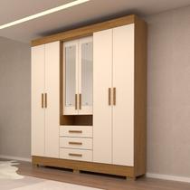 Guarda-roupa Casal 178,80cm 6 Portas 3 Gavetas Capelinha com Espelho 100% Mdf Débora
