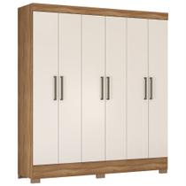 Guarda Roupa Casal 180cm 6 Portas Vanci D02 Amêndola/Off - Mpozenato