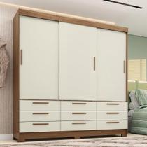 Guarda-roupa Casal 194,40 3 Portas 9 Gavetas Dante Estilo Mm Jatoba/areia
