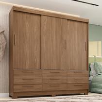 Guarda-Roupa Casal 194,40 3 Portas de Correr 9 Gavetas Dante Estilo MM