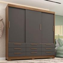 Guarda-roupa Casal 194,40 3 Pt 9 Gv Dante Estilo Mm Jatoba/grafitte