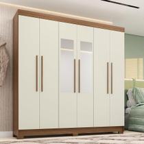 Guarda-roupa Casal 194,4cm 6 Portas 2 Gavetas Com Espelho Horácio Estilo Mm Jatoba/areia