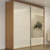 Guarda-Roupa Casal 2 Portas 2 Gavetas com Espelho 100% Mdf Freijo/Off White Tw602e - Dalla Costa