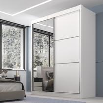 Guarda Roupa Casal 2 Portas 3 Gavetas com Espelho 100% MDF Grécia Branco Guarda Roupa Casal 2 Portas 3 Gavetas com Espelho 100% MDF Grécia Branco