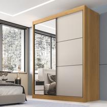 Guarda Roupa Casal 2 Portas 3 Gavetas com Espelho 100% MDF Grécia Marrom/Cinammo/Off White Guarda Roupa Casal 2 Portas 3 Gavetas com Espelho 100% MDF Grécia Marrom/Cinammo/Off White