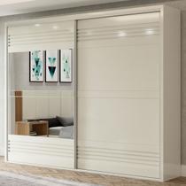 Guarda-Roupa Casal 2 Portas 4 Gavetas com Espelho 100% Mdf Off White Tw603e Dalla Costa
