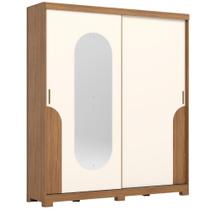 Guarda Roupa Casal 2 Portas Com Espelho 200 cm Talles Nature Preto HP HENN