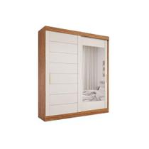 Guarda Roupa Casal 2 Portas de Correr (1 c/ Espelho) e 3 Gavetas Flora Cinamomo/Off White - Panan