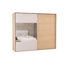 Guarda Roupa Casal 2 Portas de Correr (1 c/ Espelho) e 4 Gavetas PH 1806 Carvalho Nature/Off White - Herval