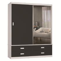 GUARDA-ROUPA Casal 2 PORTAS DE CORRER 100% MDF 1399E1 BRANCO/CAFÉ - FOSCARINI