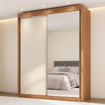 Guarda-Roupa Casal 2 Portas de Correr 100% MDF Chicago Marrom/Cinamomo/Off White Guarda-Roupa Casal 2 Portas de Correr 100% MDF Chicago Marrom/Cinamomo/Off White