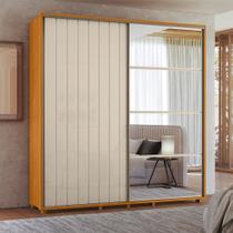 Guarda-Roupa Casal 2 Portas de Correr 100% MDF com Espelho e Pés Monet Yescasa Branco/Cinamomo/Off White