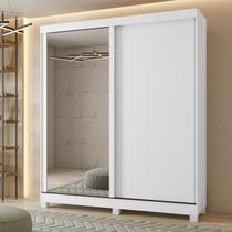 Guarda-Roupa Casal 2 Portas de Correr 2 Gavetas com Espelho e Pés MDF 179cm Zeine Branco