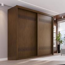 Guarda-Roupa Casal 2 Portas de Correr 3 Gavetas MDF Pietro Marrom/Âmbar