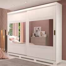 Guarda-Roupa Casal 2 Portas de Correr 4 Espelhos e Pés 243cm 100% MDF Marsala Espresso Móveis Branco