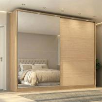 Guarda Roupa Casal 2 Portas de Correr 4 Gavetas 100% MDF Santorini Carvalho Nature/Off White