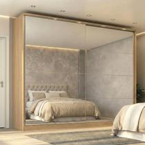 Guarda Roupa Casal 2 Portas de Correr 4 Gavetas 100% MDF Santorini Carvalho Nature/Off White Guarda Roupa Casal 2 Portas de Correr 4 Gavetas 100% MDF Santorini Carvalho Nature/Off White
