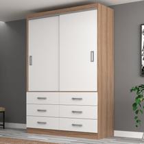 Guarda Roupa Casal 2 Portas de Correr 6 Gavetas Veneza Premium Yescasa Marrom/Demolição/Branco Guarda Roupa Casal 2 Portas de Correr 6 Gavetas Veneza Premium Yescasa Marrom/Demolição/Branco
