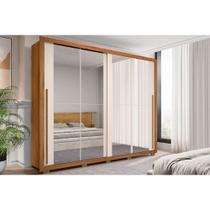 Guarda Roupa Casal 2 Portas de Correr c/ Espelho e 4 Gavetas Praticus Double Lux Freijo/Off White - Caemmun Guarda Roupa Casal 2 Portas de Correr c/ Espelho e 4 Gavetas Praticus Double Lux Freijo/Off White - Caemmun