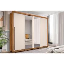 Guarda Roupa Casal 2 Portas de Correr c/ Espelho e 4 Gavetas Praticus Lux Freijo/Off White - Caemmun Guarda Roupa Casal 2 Portas de Correr c/ Espelho e 4 Gavetas Praticus Lux Freijo/Off White - Caemmun