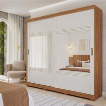 Guarda-Roupa Casal 2 Portas de Correr com 4 Espelhos e Pés 243cm 100% MDF Marsala Espresso Móveis