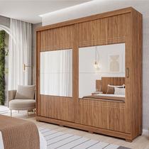 Guarda-Roupa Casal 2 Portas de Correr com 4 Espelhos e Pés 243cm 100% MDF Marsala Espresso Móveis