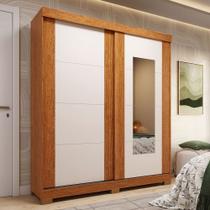 Guarda-Roupa Casal 2 Portas de Correr com Espelho Flex Color 100% MDF 160cm Boldina Espresso Móveis Off White/Cinamomo