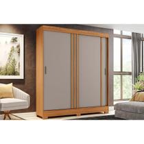Guarda Roupa Casal 2 Portas de Correr e 2 Gavetas Briz B353 Nature/Cinza/Off White - Henn
