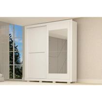 Guarda Roupa Casal 2 Portas de Correr e 3 Gavetas c/ Espelho Nicole Branco - ACP