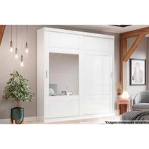 Guarda Roupa Casal 2 Portas de Correr e 3 Gavetas c/ Espelho Verg Branco/Rosa - Henn