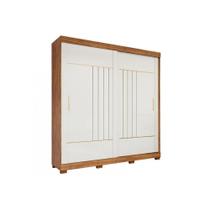 Guarda Roupa Casal 2 Portas de Correr e 3 Gavetas c/ Pés Ayla Cinamomo/Off White - Panan