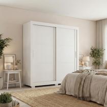 Guarda Roupa Casal 2 Portas de Correr e 4 Gavetas Branco Titanium