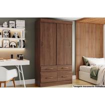 Guarda Roupa Casal 2 Portas de Correr e 4 Gavetas Briz BE25 Flex Castanho/Castanho ou Off White - Henn Guarda Roupa Casal 2 Portas de Correr e 4 Gavetas Briz BE25 Flex Castanho/Castanho ou Off White - Henn