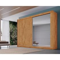 Guarda Roupa Casal 2 Portas de Correr e 4 Gavetas c/ Espelho Creta Peroba - Europa