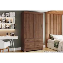 Guarda Roupa Casal 2 Portas de Correr e 4 Gavetas c/ Pés Briz BE25 Flex Castanho/Castanho ou Off White - Henn Guarda Roupa Casal 2 Portas de Correr e 4 Gavetas c/ Pés Briz BE25 Flex Castanho/Castanho ou Off White - Henn