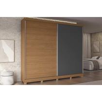 Guarda Roupa Casal 2 Portas de Correr e 4 Gavetas c/ Pés CB03T583 Canela/Grafite - Kappesberg