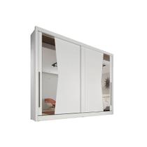 Guarda Roupa Casal 2 Portas de Correr e 8 Gavetas c/ Espelho Geom Plus Branco - Novo Horizonte