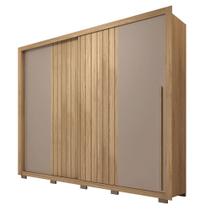 Guarda Roupa Casal 2 Portas de Correr Ripado 245cm Moviment Buriti/Fendi - Caemmun Guarda Roupa Casal 2 Portas de Correr Ripado 245cm Moviment Buriti/Fendi - Caemmun