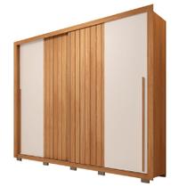 Guarda Roupa Casal 2 Portas de Correr Ripado 245cm Moviment Freijó/Off White - Caemmun Guarda Roupa Casal 2 Portas de Correr Ripado 245cm Moviment Freijó/Off White - Caemmun