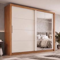 Guarda-Roupa Casal 2 Portas Deslizantes 4 Gavetas Palace Off White/Cinamomo Guarda-Roupa Casal 2 Portas Deslizantes 4 Gavetas Palace Off White/Cinamomo