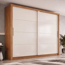 Guarda-Roupa Casal 2 Portas Deslizantes 4 Gavetas Palace Off White/Cinamomo Guarda-Roupa Casal 2 Portas Deslizantes 4 Gavetas Palace Off White/Cinamomo